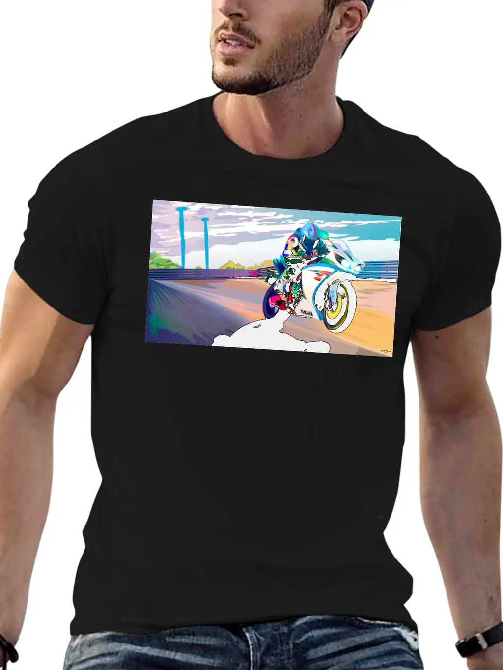 MOTORCYCLE IN MOTION Breathable Soft Cotton T-Shirt – Timeless Casual Look
