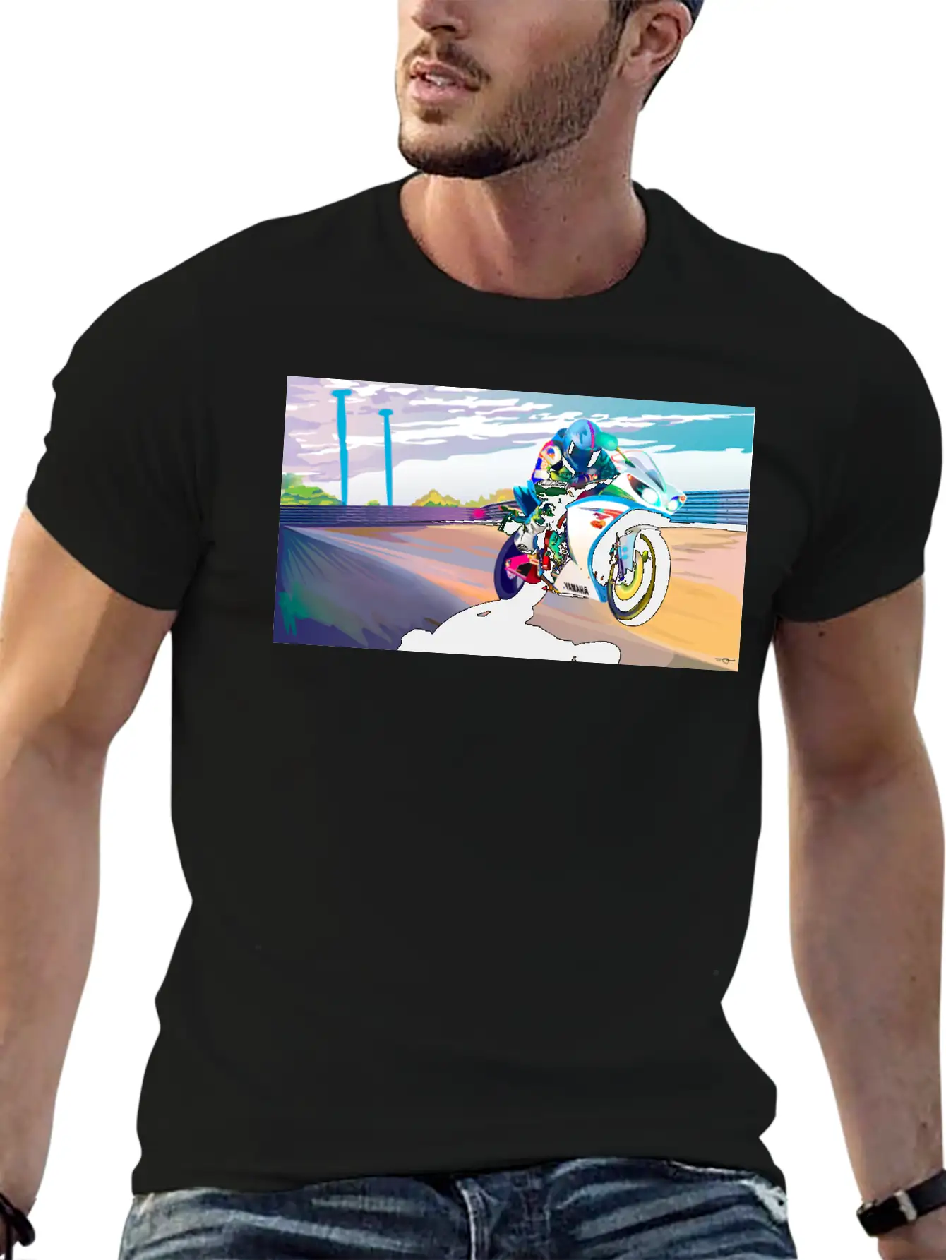 MOTORCYCLE IN MOTION Breathable Soft Cotton T-Shirt – Timeless Casual Look