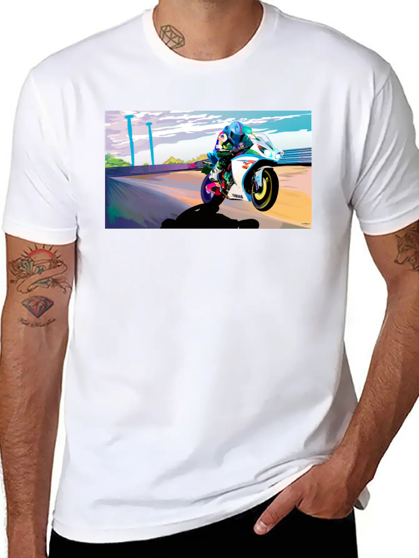 MOTORCYCLE IN MOTION Breathable Soft Cotton T-Shirt – Timeless Casual Look