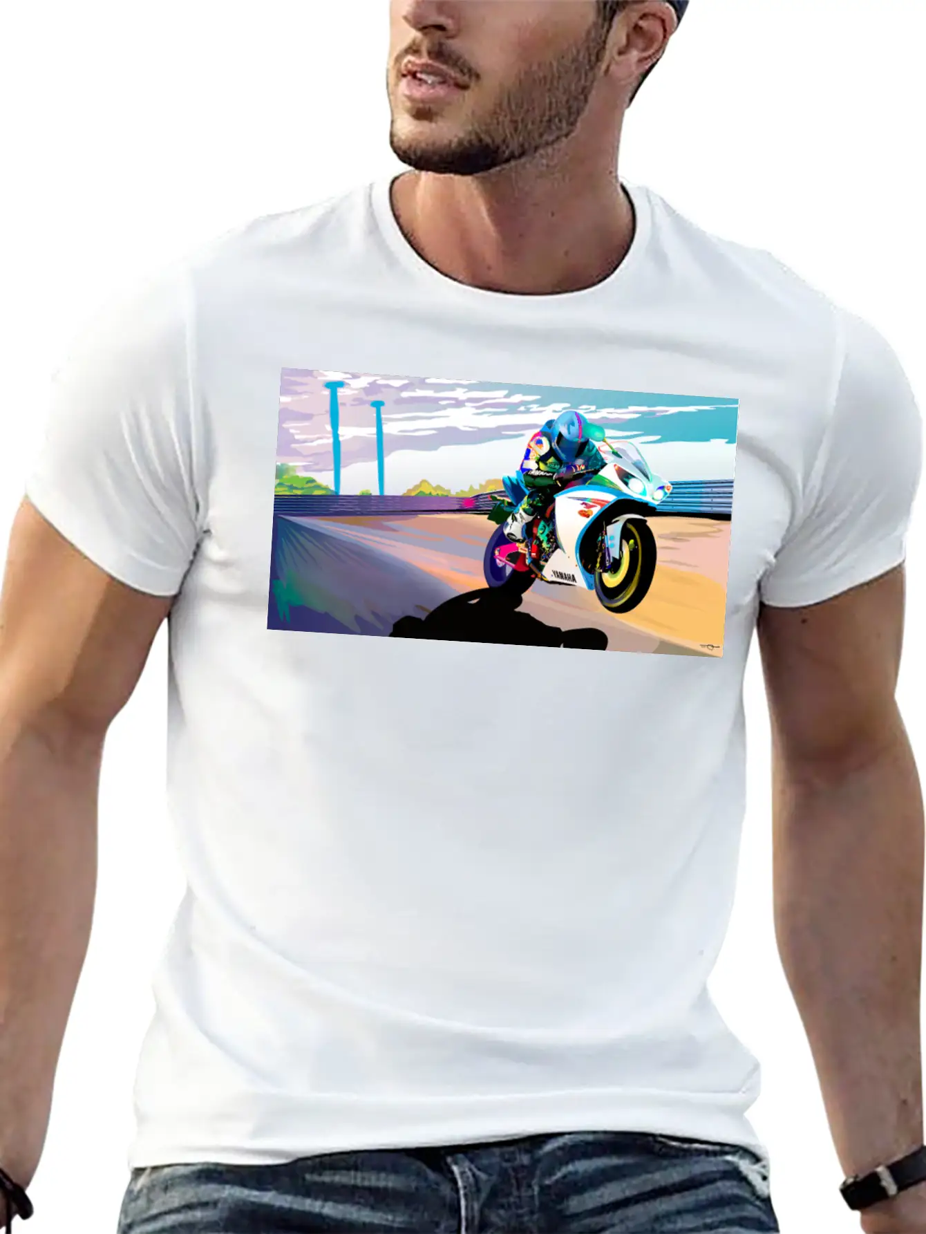 MOTORCYCLE IN MOTION Breathable Soft Cotton T-Shirt – Timeless Casual Look