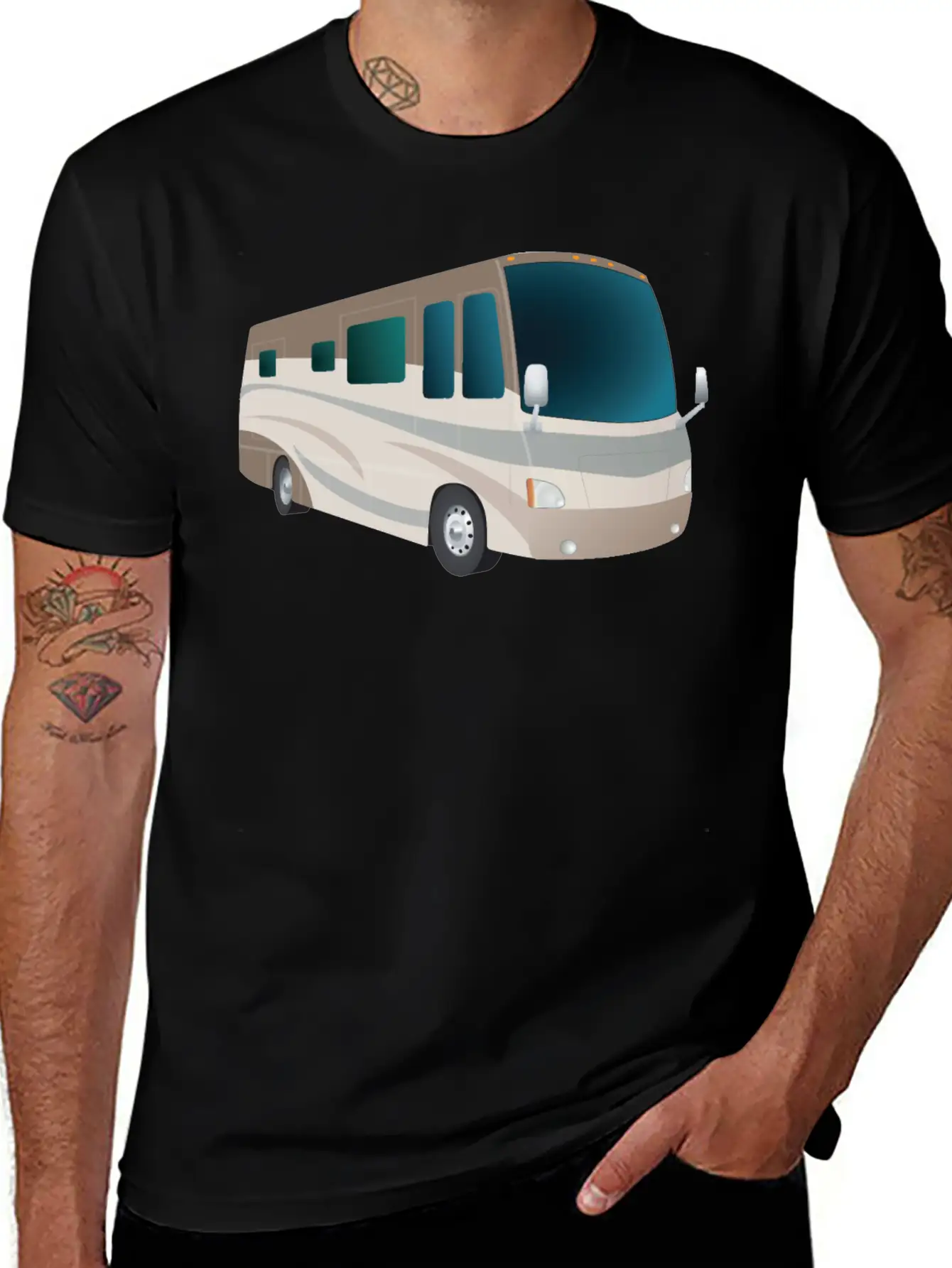 Motorhome Cartoon Breathable Soft Cotton T-Shirt – Timeless Casual Look