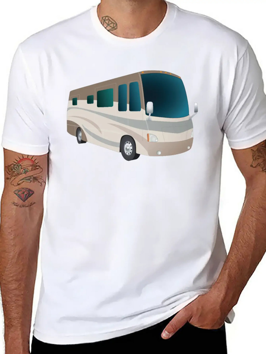 Motorhome Cartoon Breathable Soft Cotton T-Shirt – Timeless Casual Look