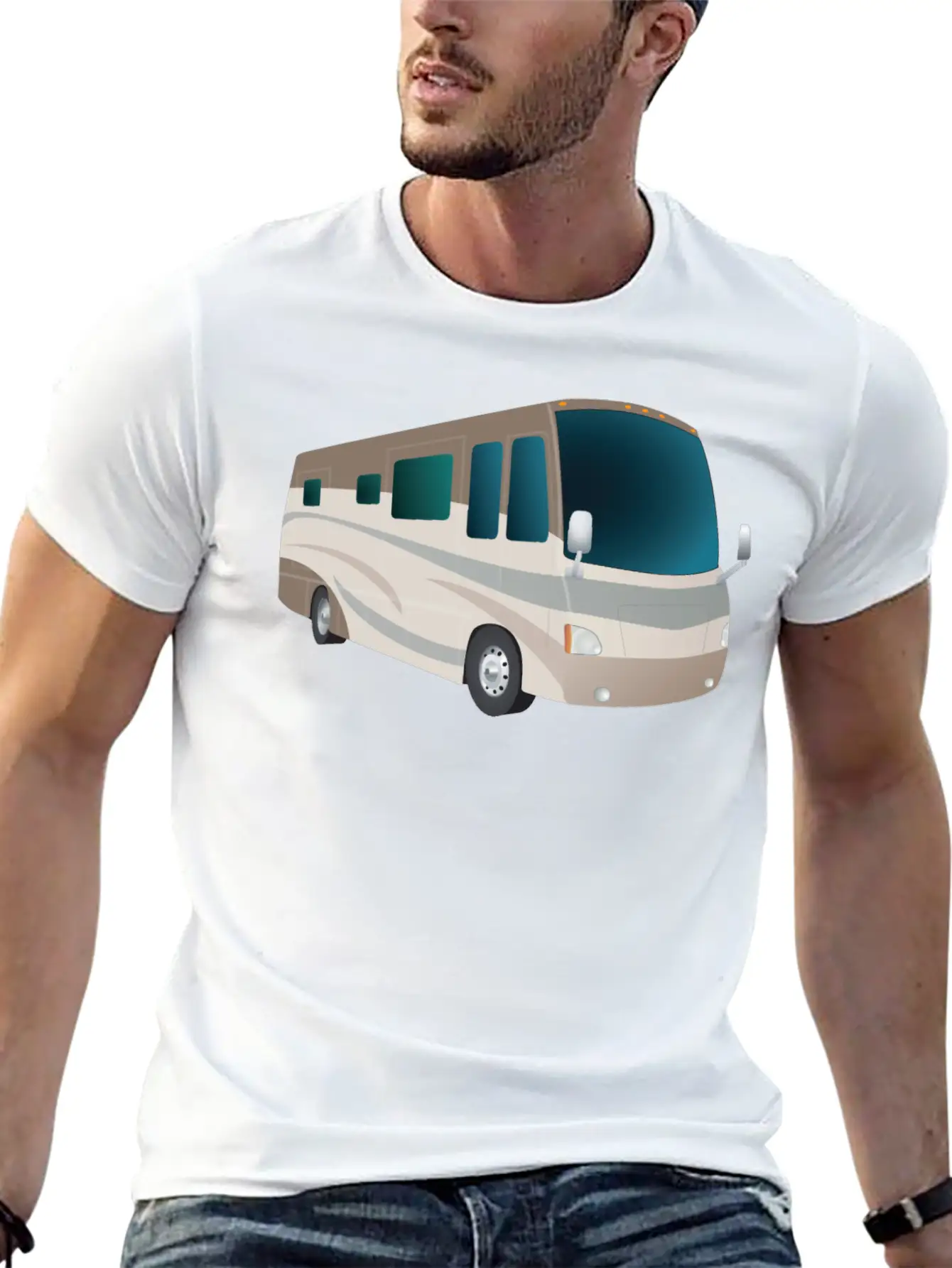 Motorhome Cartoon Breathable Soft Cotton T-Shirt – Timeless Casual Look
