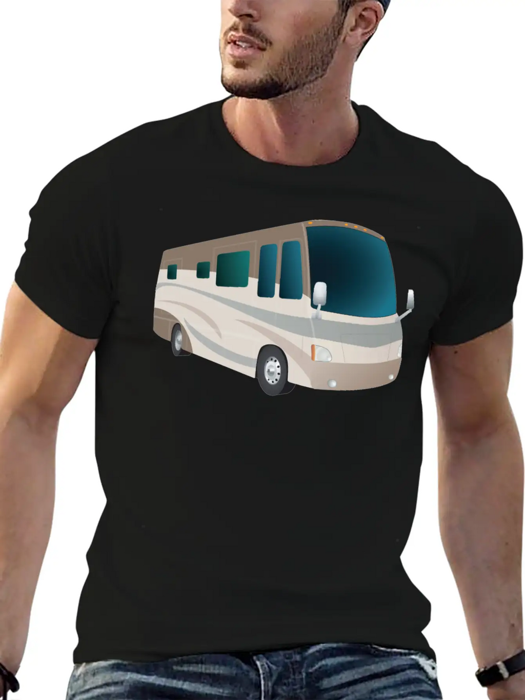 Motorhome Cartoon Breathable Soft Cotton T-Shirt – Timeless Casual Look