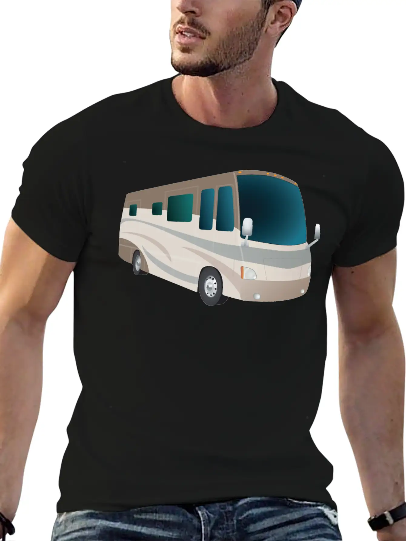 Motorhome Cartoon Breathable Soft Cotton T-Shirt – Timeless Casual Look
