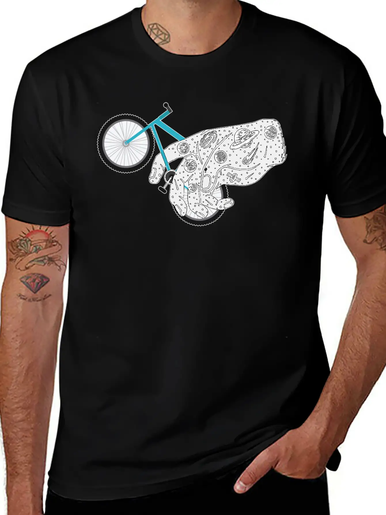 Mountain Bike Galaxy Hand Universe Mtb Bike Wheel Unisex Casual T-Shirt – Clean Design For Daily Comfort