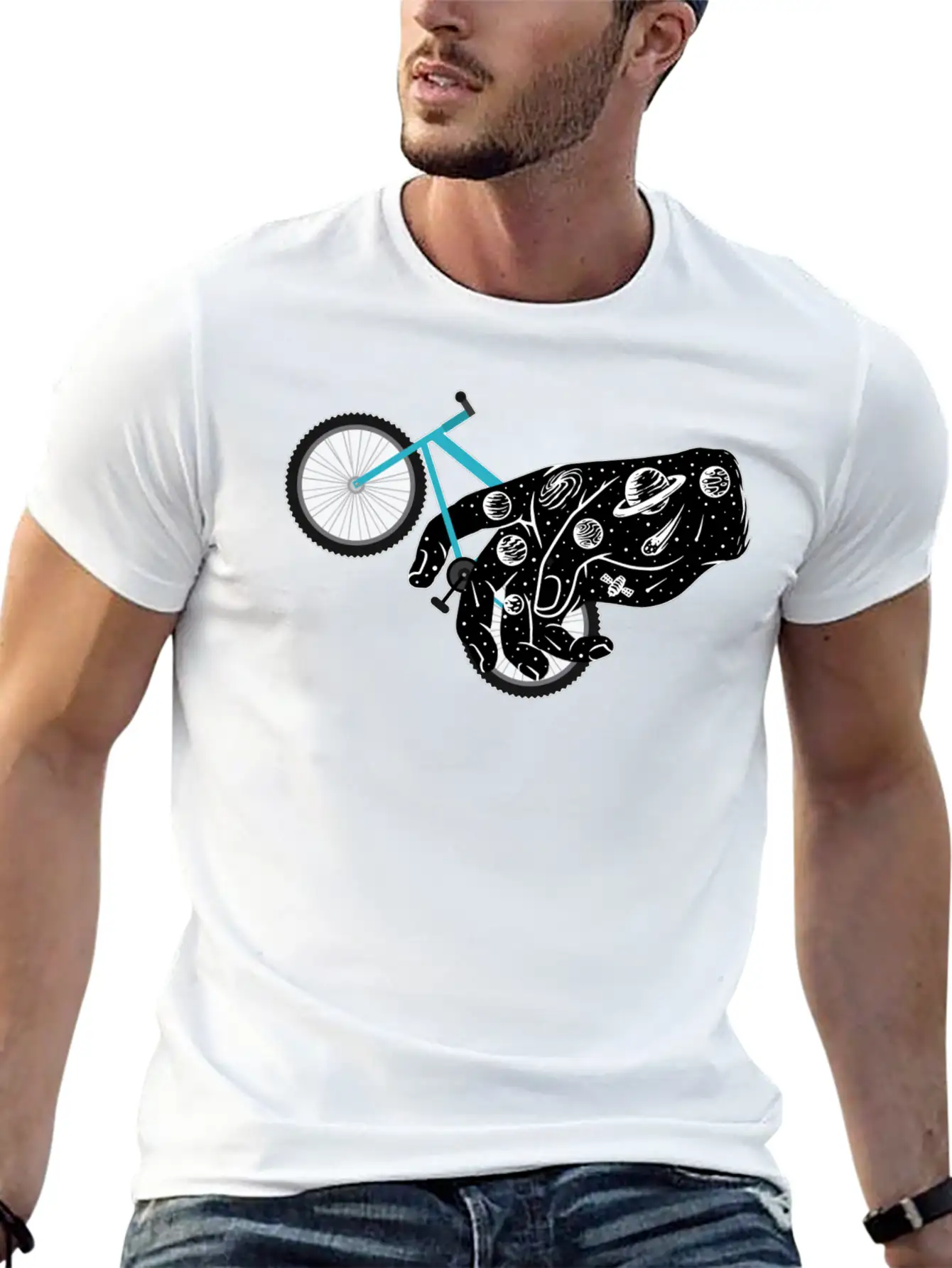 Mountain Bike Galaxy Hand Universe Mtb Bike Wheel Unisex Casual T-Shirt – Clean Design For Daily Comfort