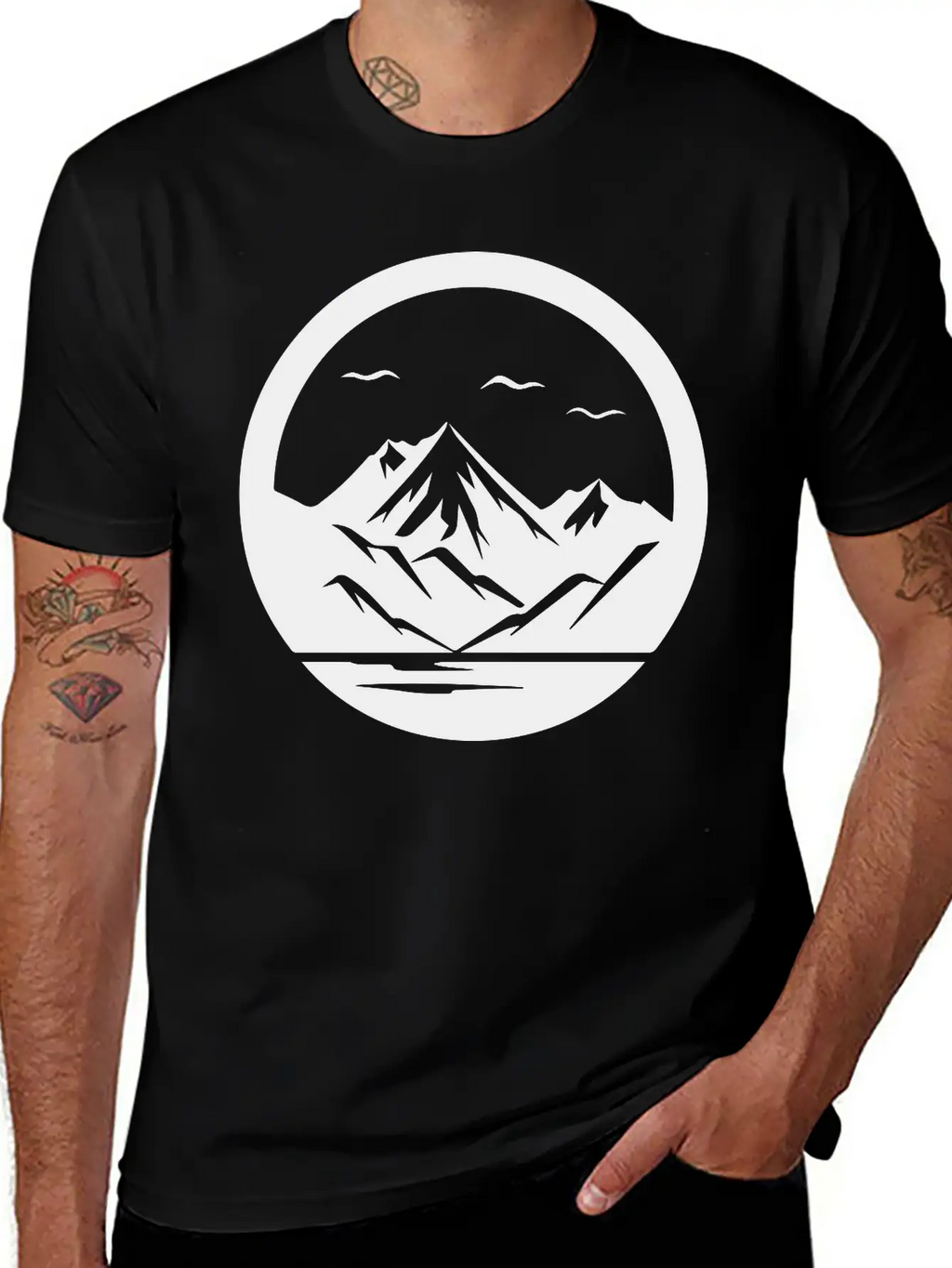 Mountain Logo Essential Cotton Tee For Daily Outfits – Unisex Style