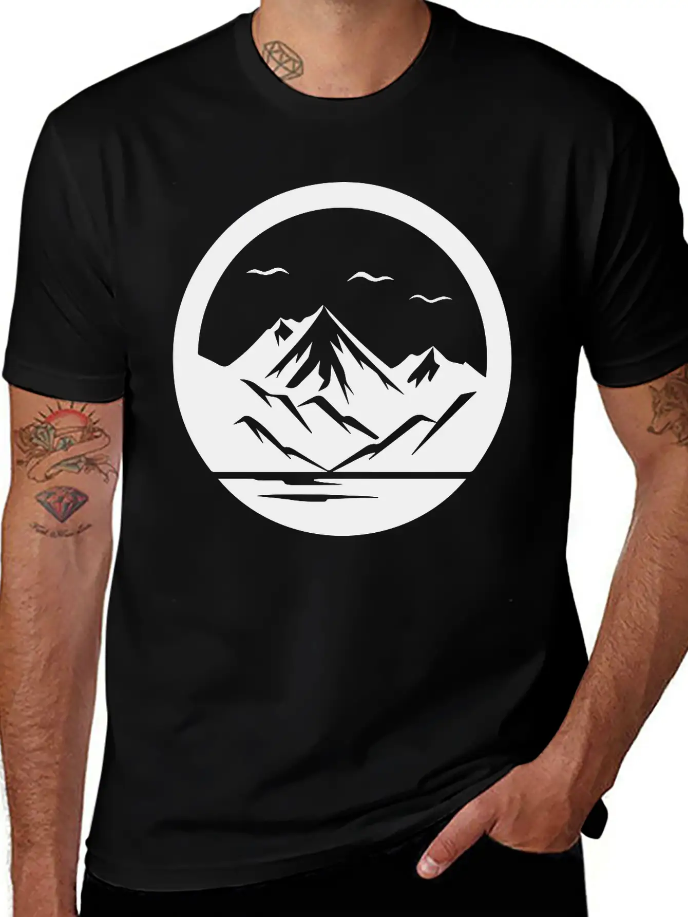 Mountain Logo Essential Cotton Tee For Daily Outfits – Unisex Style