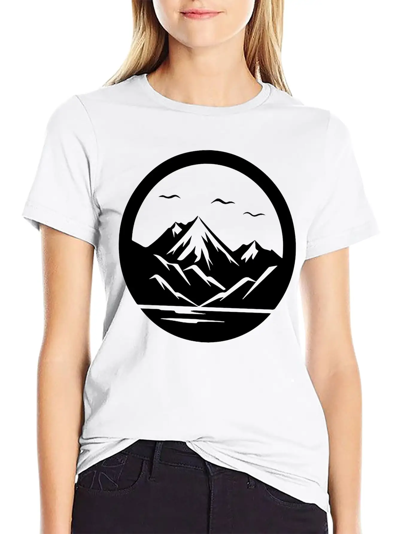 Mountain Logo Essential Cotton Tee For Daily Outfits – Unisex Style