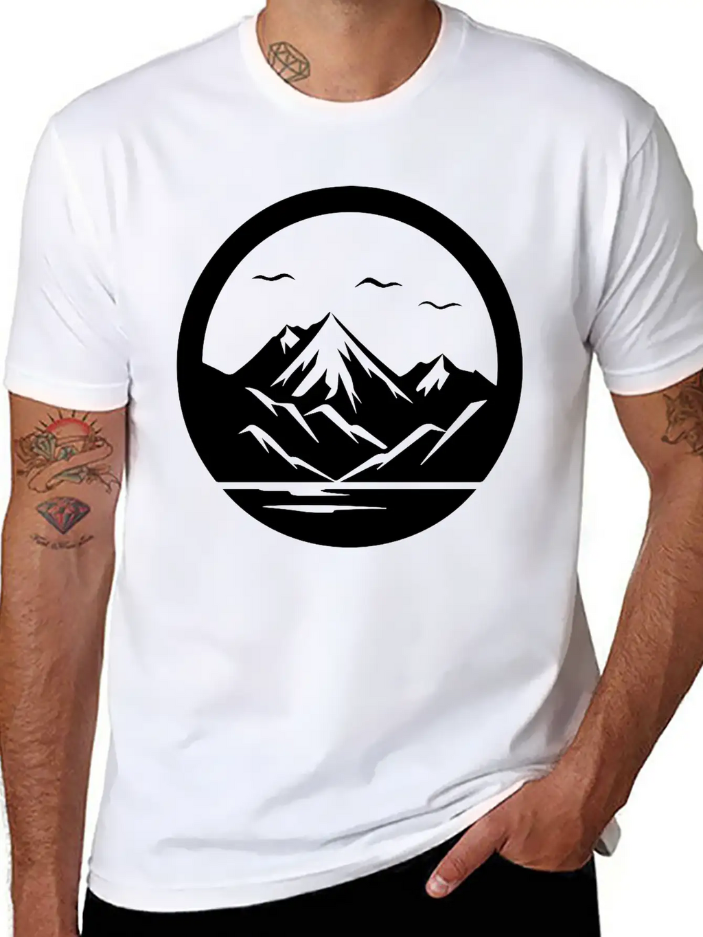 Mountain Logo Essential Cotton Tee For Daily Outfits – Unisex Style