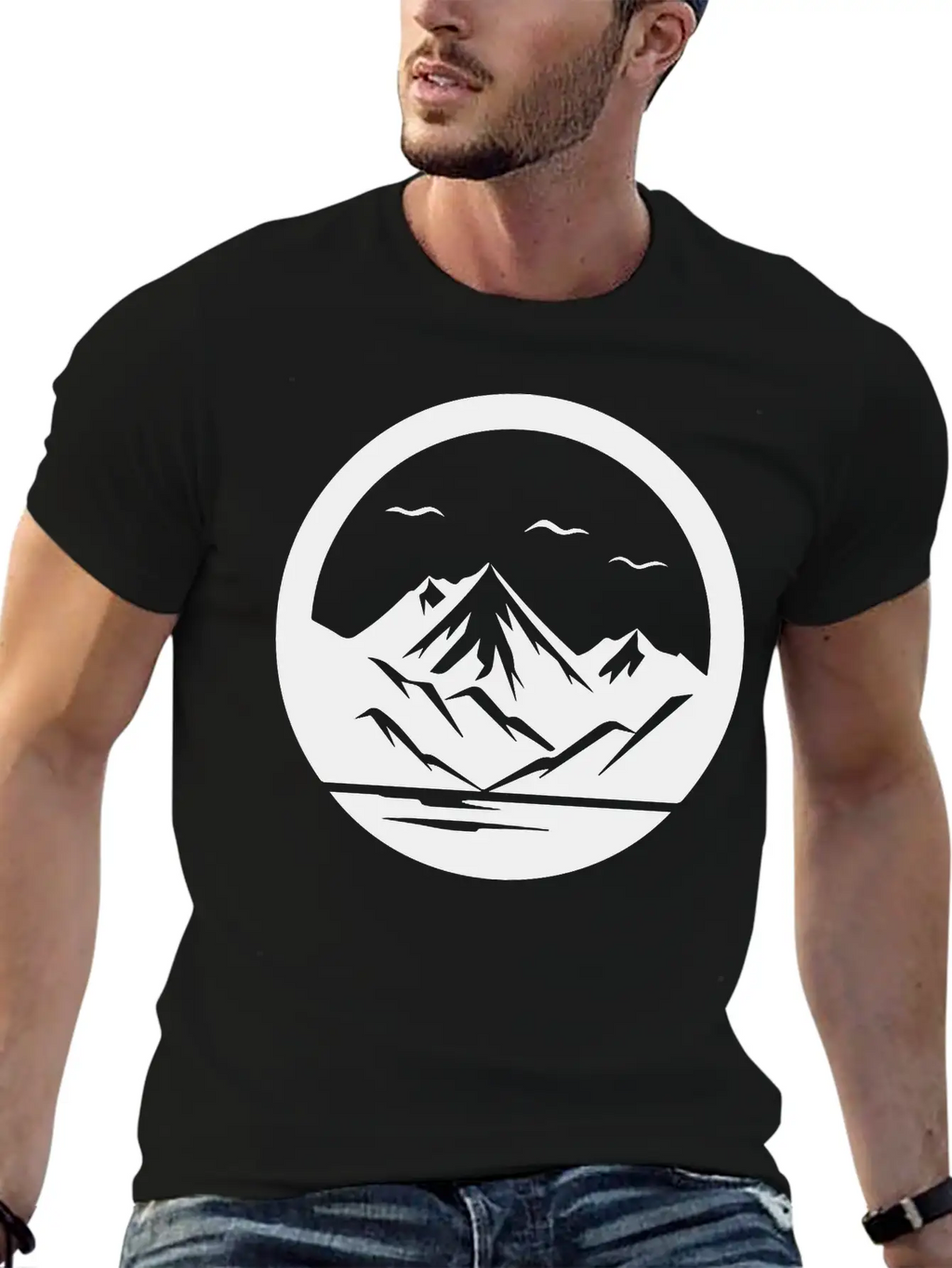 Mountain Logo Essential Cotton Tee For Daily Outfits – Unisex Style