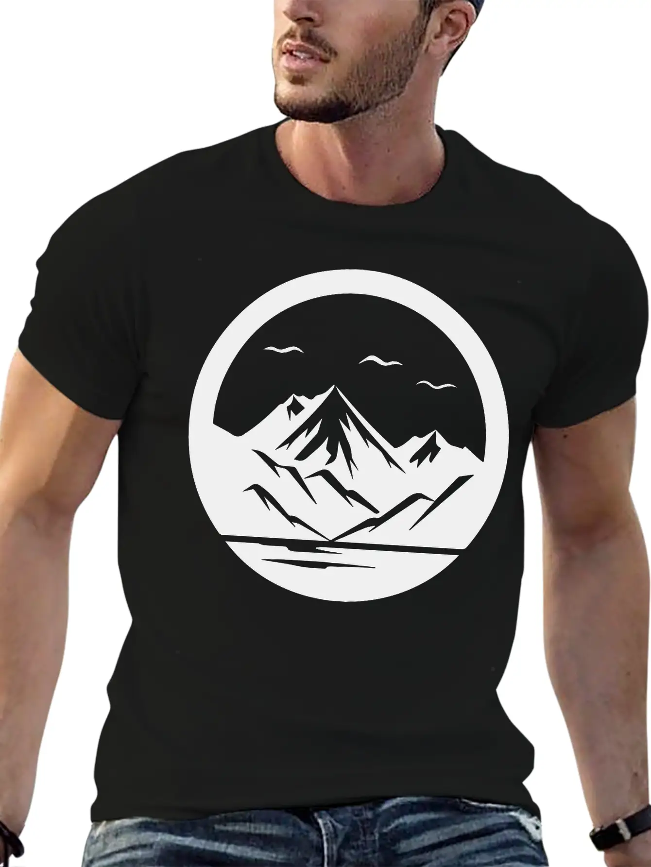 Mountain Logo Essential Cotton Tee For Daily Outfits – Unisex Style
