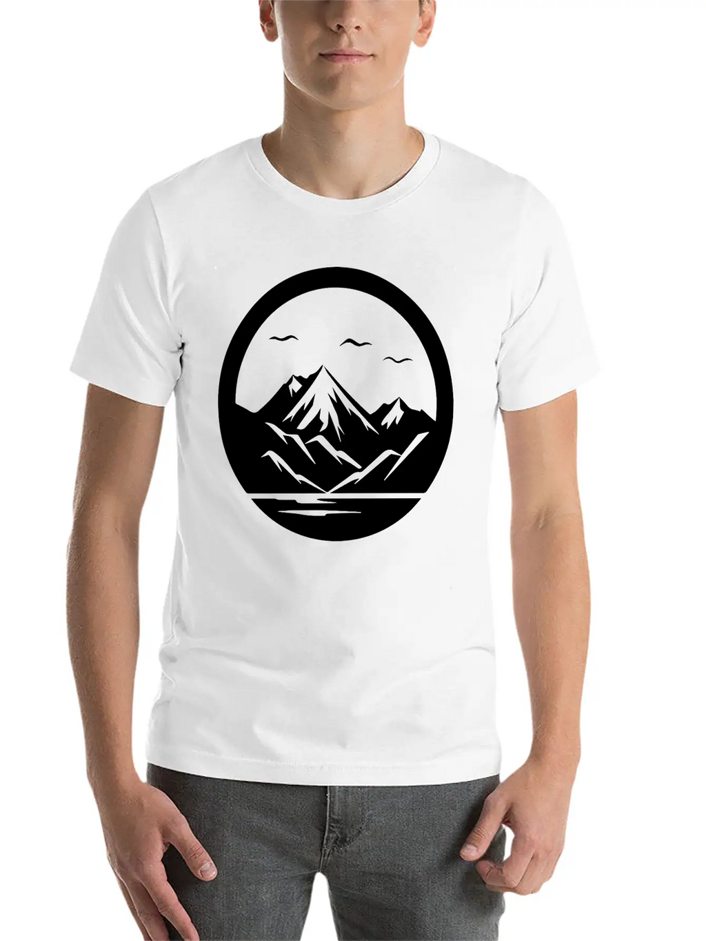 Mountain Logo Essential Cotton Tee For Daily Outfits – Unisex Style