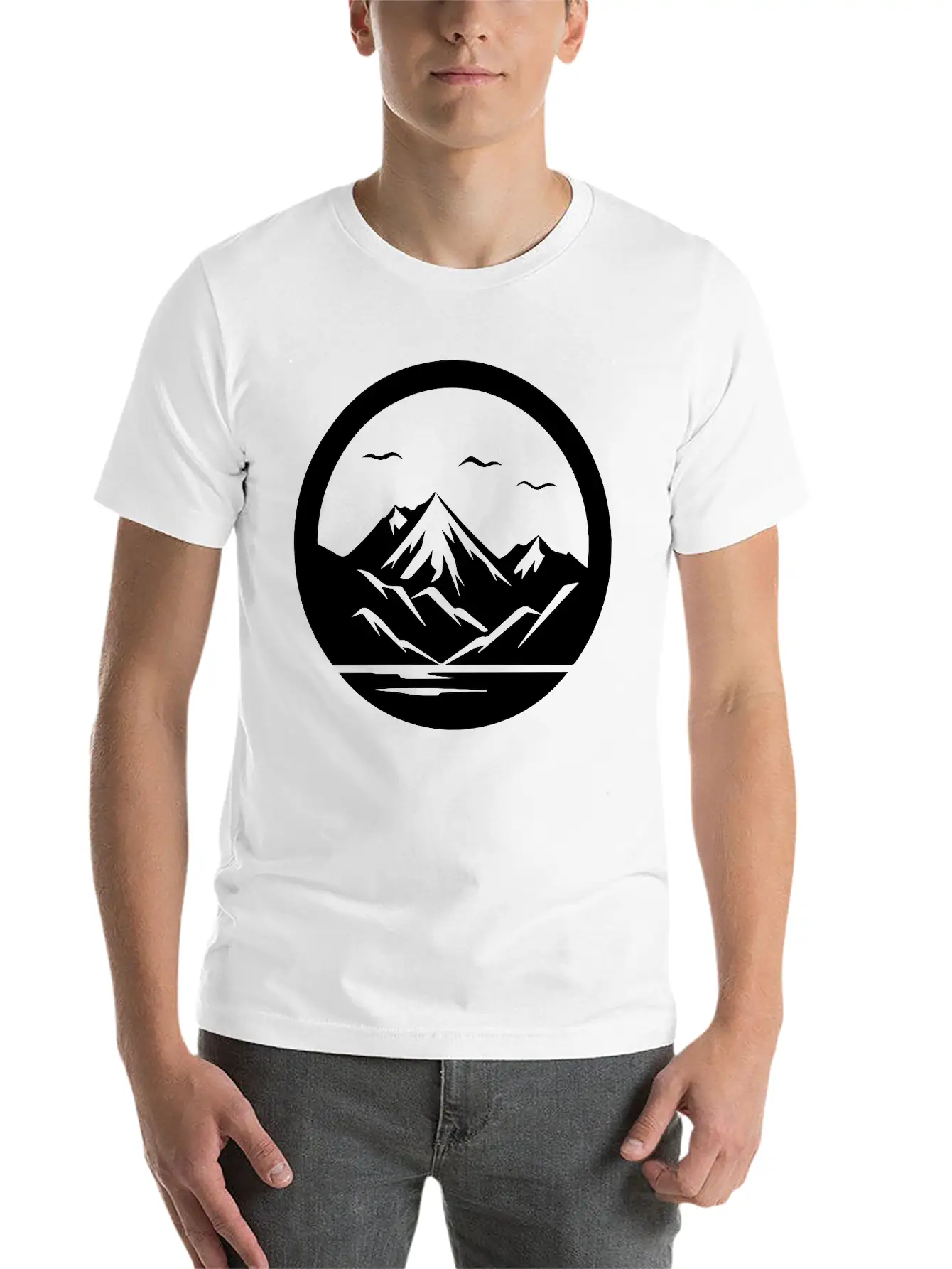 Mountain Logo Essential Cotton Tee For Daily Outfits – Unisex Style