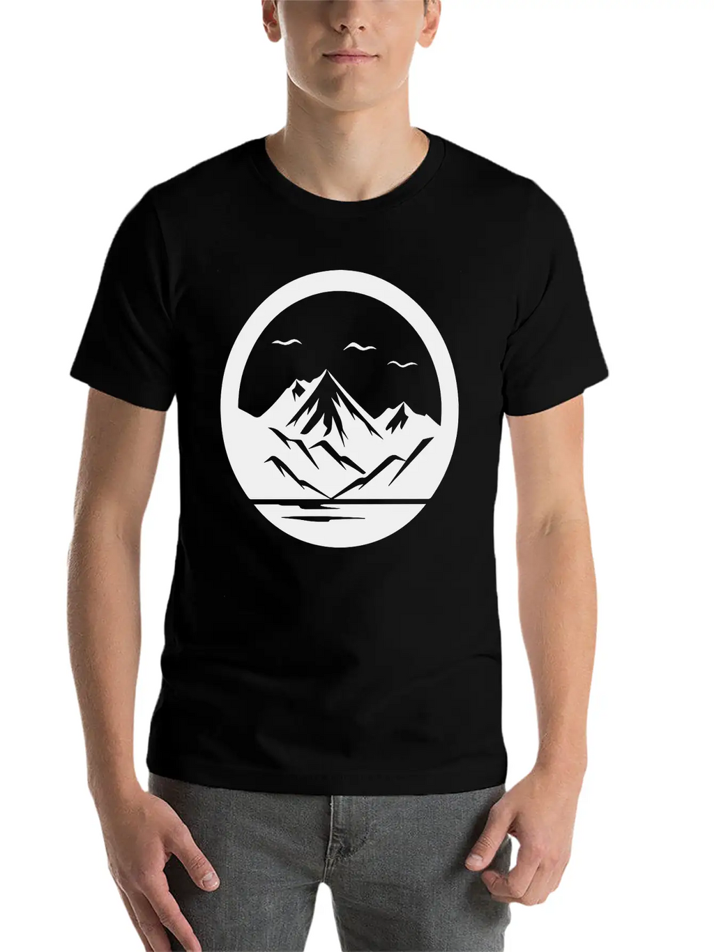 Mountain Logo Essential Cotton Tee For Daily Outfits – Unisex Style