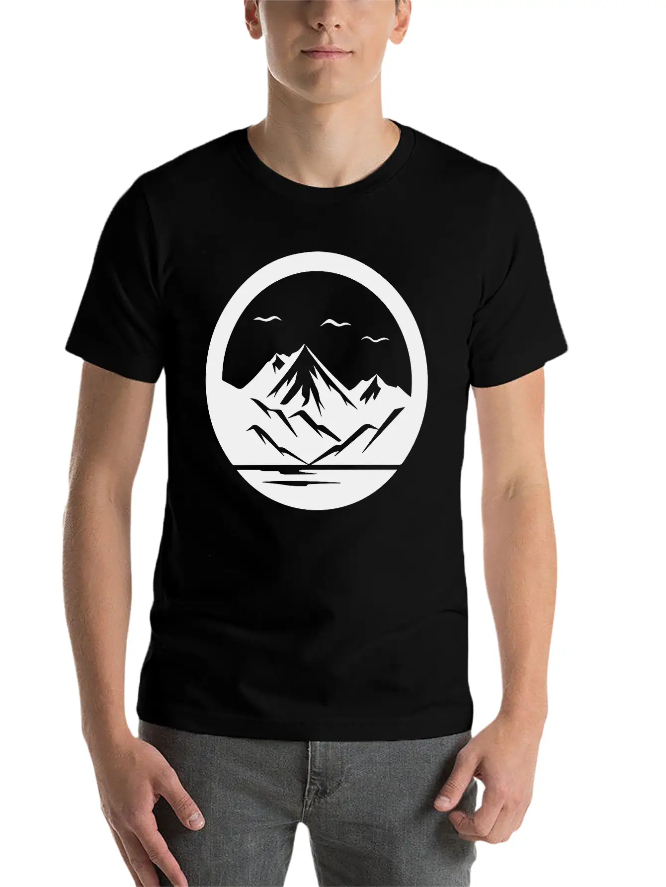 Mountain Logo Essential Cotton Tee For Daily Outfits – Unisex Style