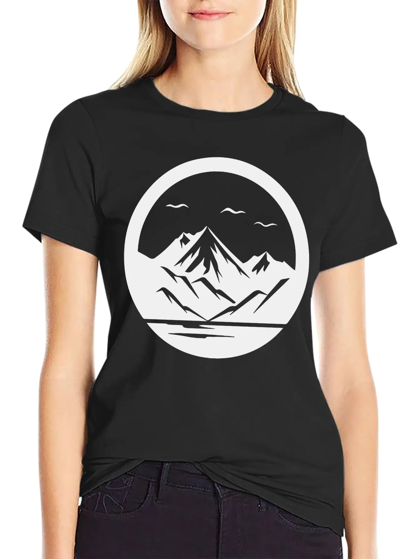 Mountain Logo Essential Cotton Tee For Daily Outfits – Unisex Style