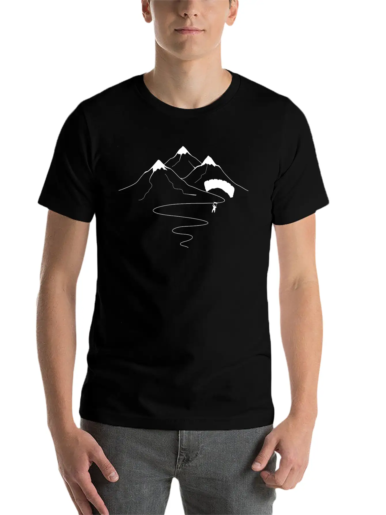 Mountain Trail Curves And Paragliding - (B) Essential Unisex Summer Tee – Soft Cotton Casual Fit