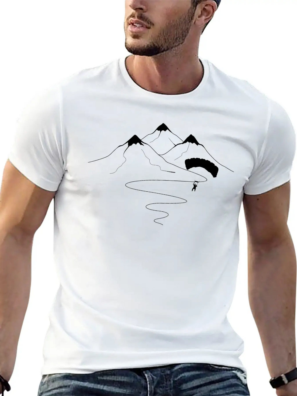 Mountain Trail Curves And Paragliding - (B) Essential Unisex Summer Tee – Soft Cotton Casual Fit