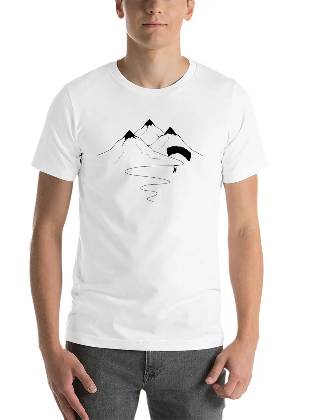 Mountain Trail Curves And Paragliding - (B) Essential Unisex Summer Tee – Soft Cotton Casual Fit