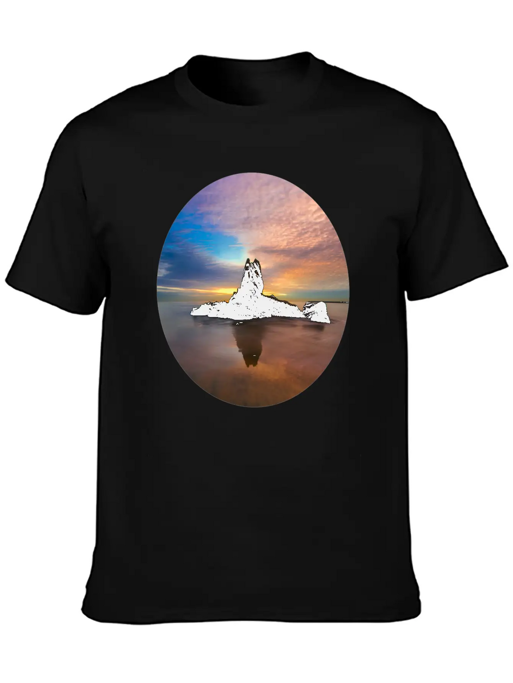 Mountain Water Sunset Basic Graphic T-Shirt – Daily Comfort In Soft Cotton