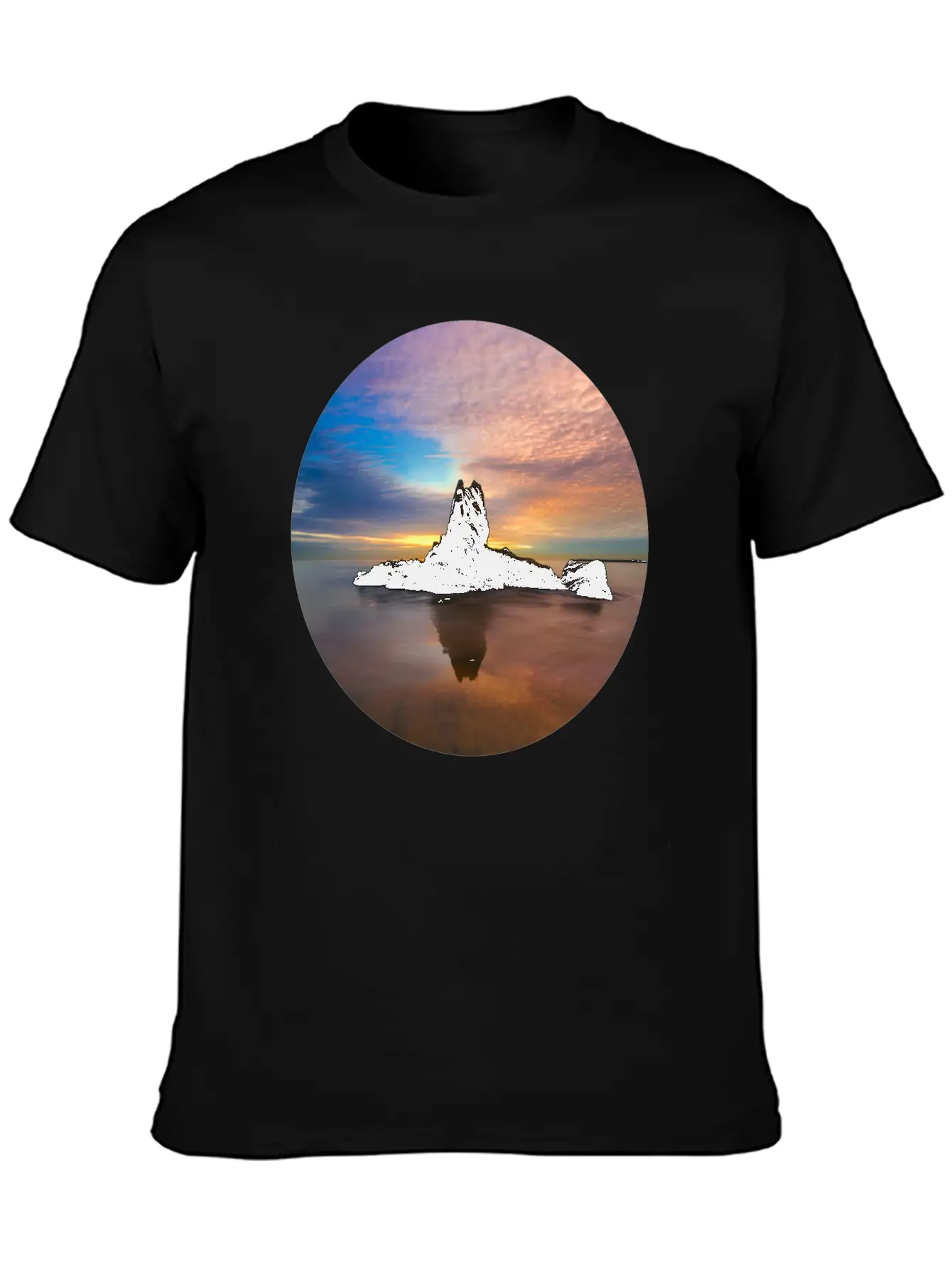 Mountain Water Sunset Basic Graphic T-Shirt – Daily Comfort In Soft Cotton