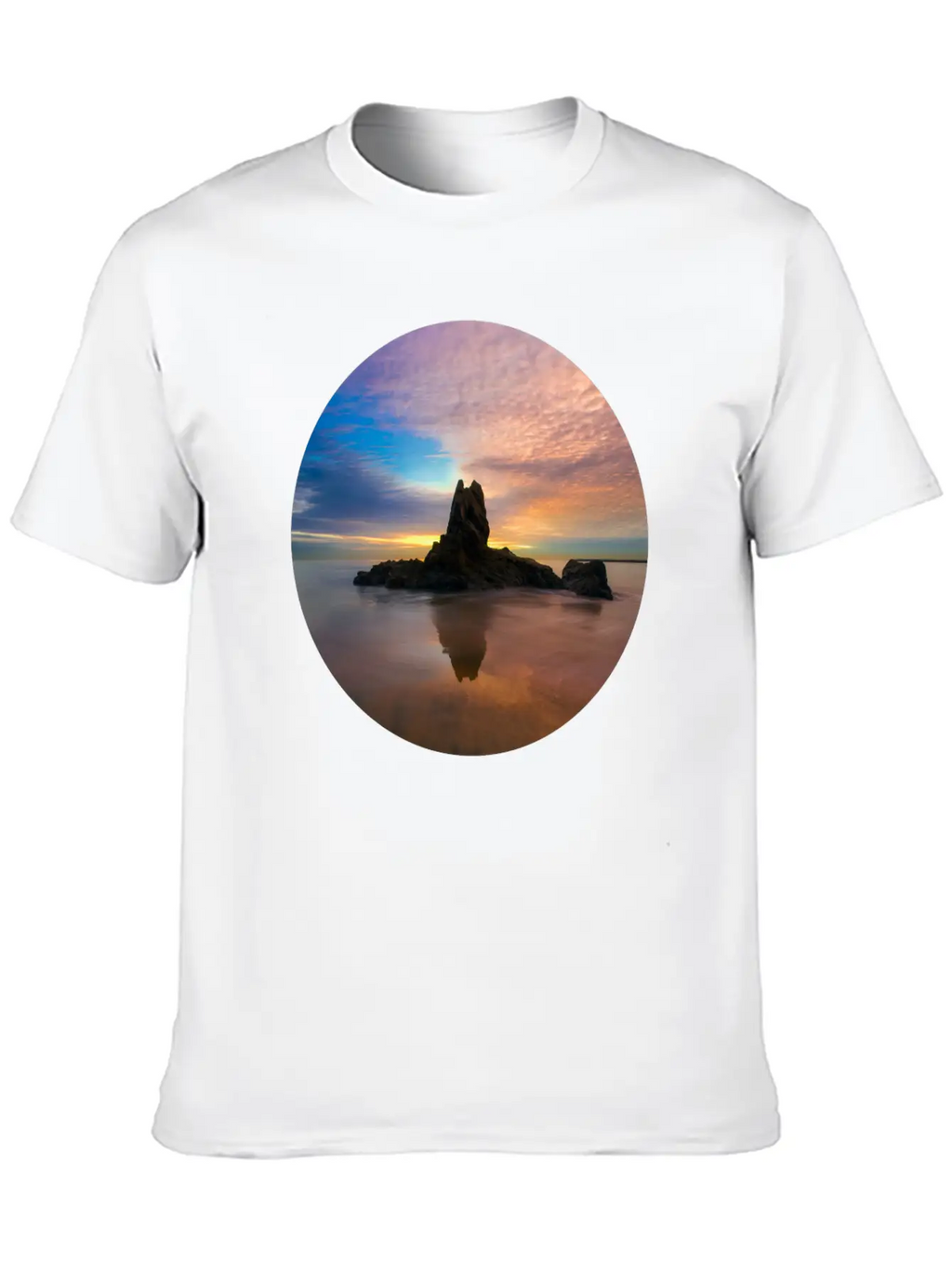 Mountain Water Sunset Basic Graphic T-Shirt – Daily Comfort In Soft Cotton