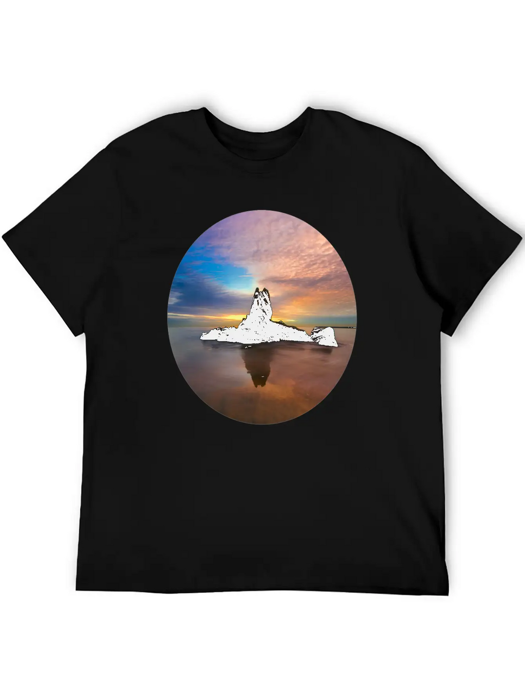 Mountain Water Sunset Basic Graphic T-Shirt – Daily Comfort In Soft Cotton