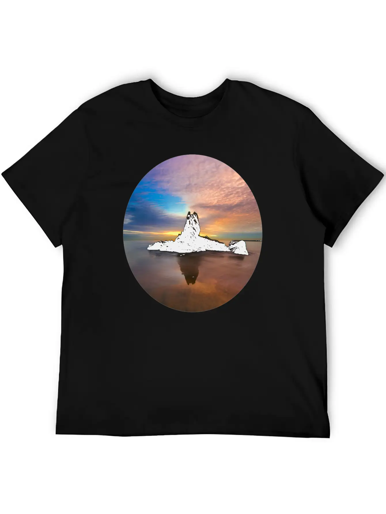 Mountain Water Sunset Basic Graphic T-Shirt – Daily Comfort In Soft Cotton