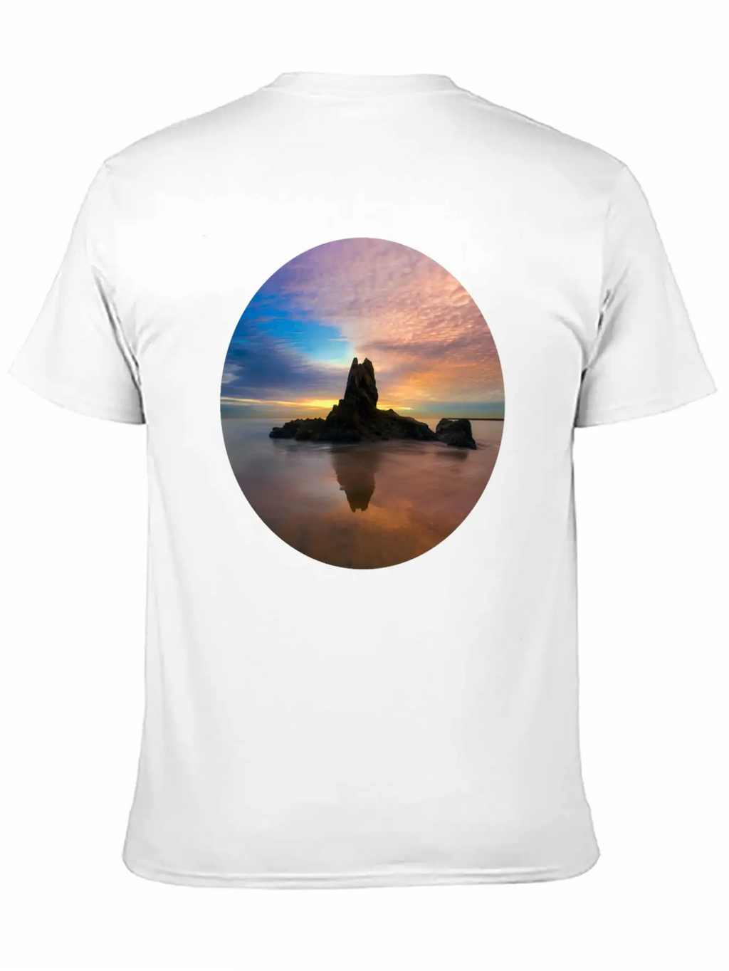 Mountain Water Sunset Basic Graphic T-Shirt – Daily Comfort In Soft Cotton