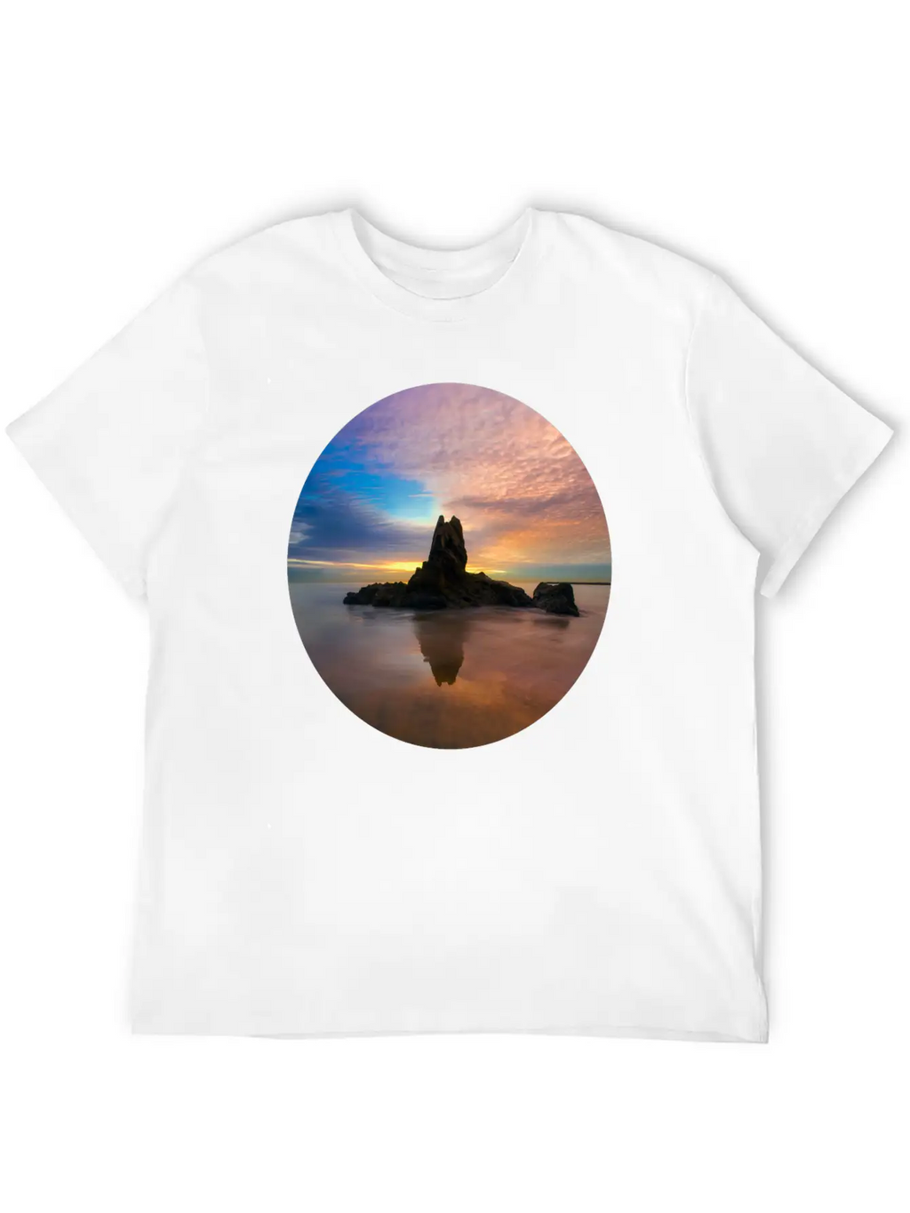 Mountain Water Sunset Basic Graphic T-Shirt – Daily Comfort In Soft Cotton