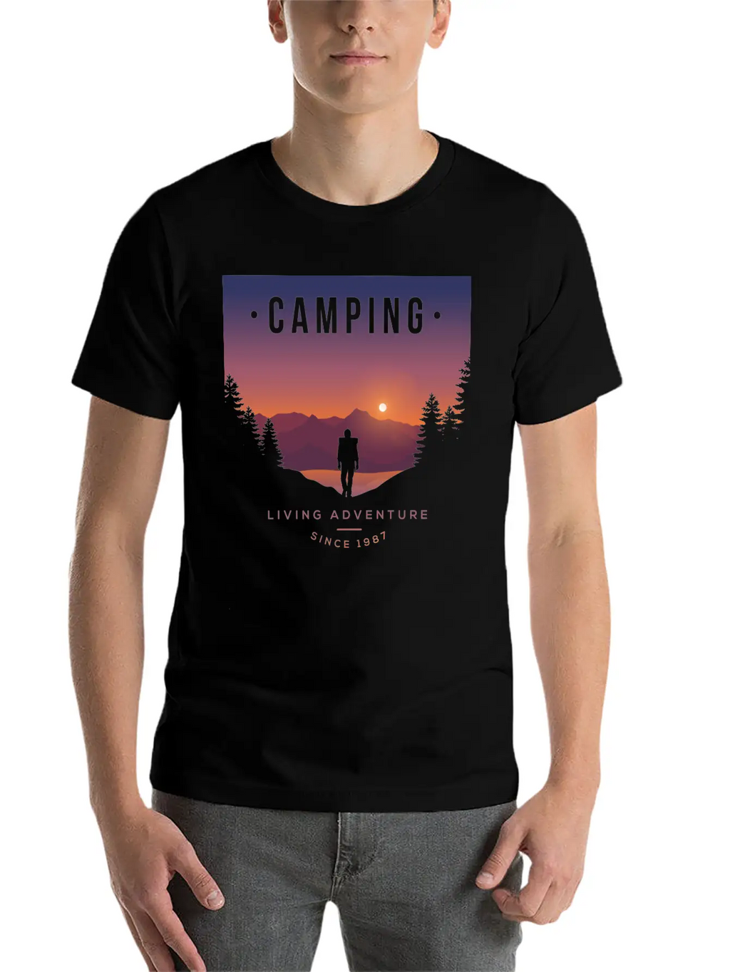 Mountains, Camping, Living Adventure Classic Cotton Tee – Unisex Comfort For Any Season