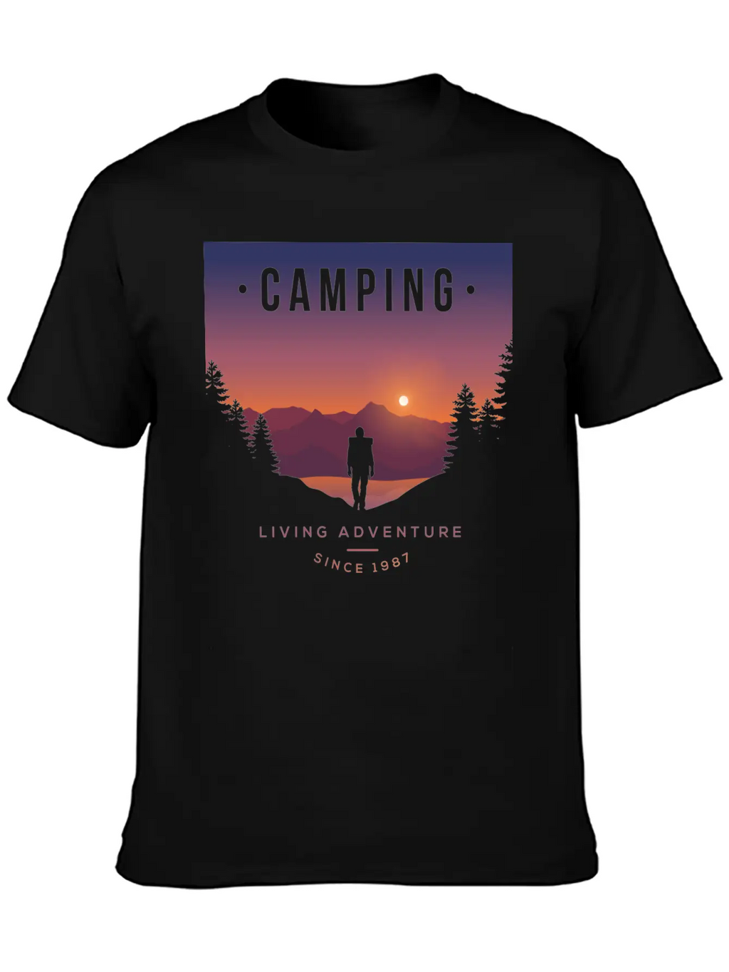 Mountains, Camping, Living Adventure Classic Cotton Tee – Unisex Comfort For Any Season