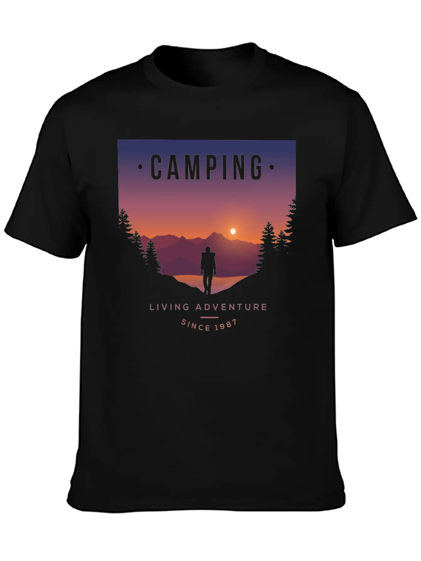 Mountains, Camping, Living Adventure Classic Cotton Tee – Unisex Comfort For Any Season