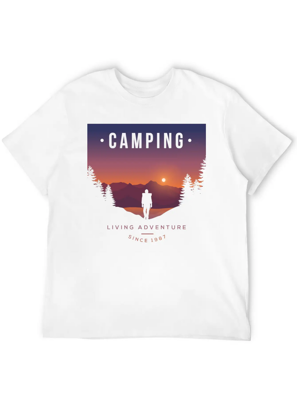 Mountains, Camping, Living Adventure Classic Cotton Tee – Unisex Comfort For Any Season
