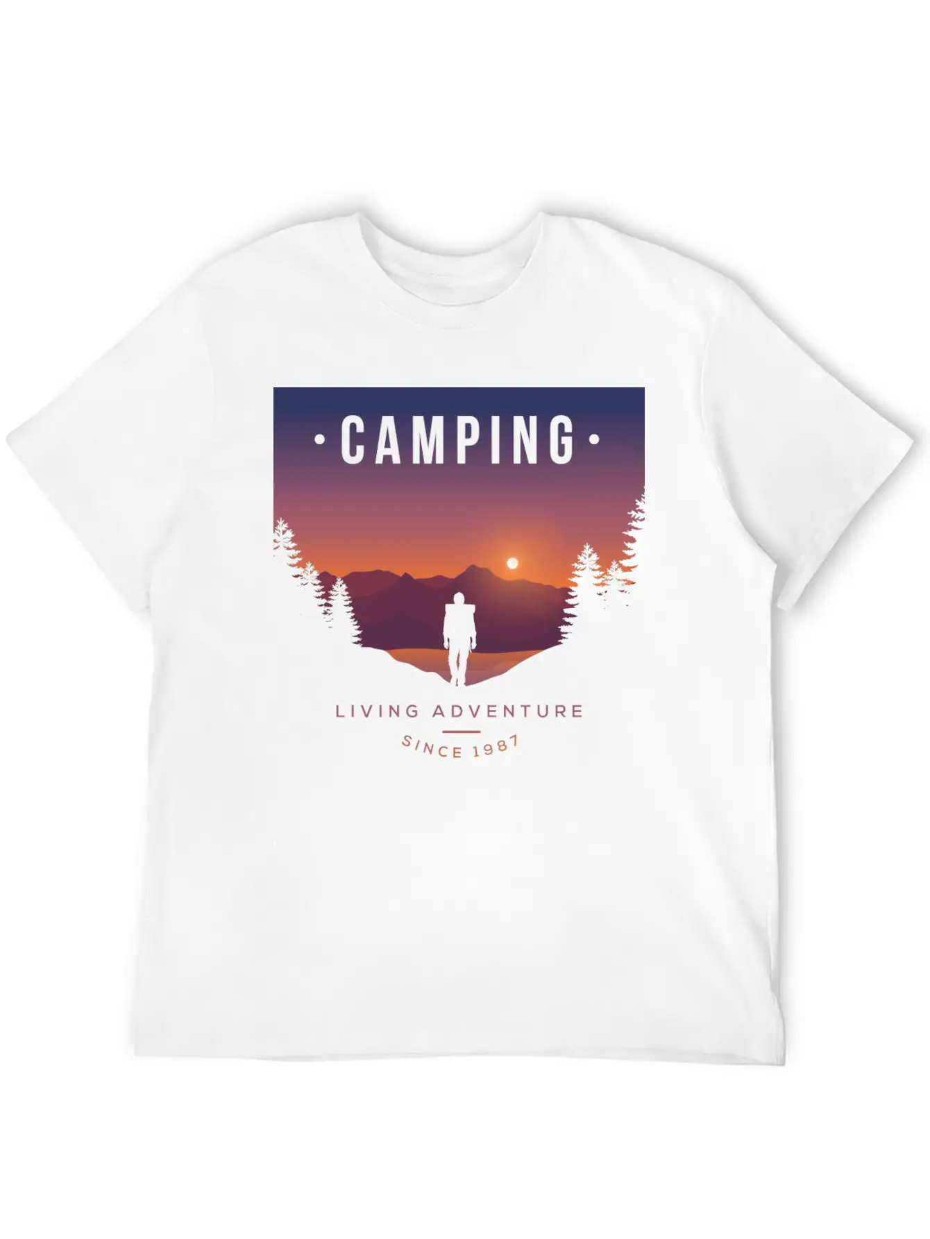 Mountains, Camping, Living Adventure Classic Cotton Tee – Unisex Comfort For Any Season