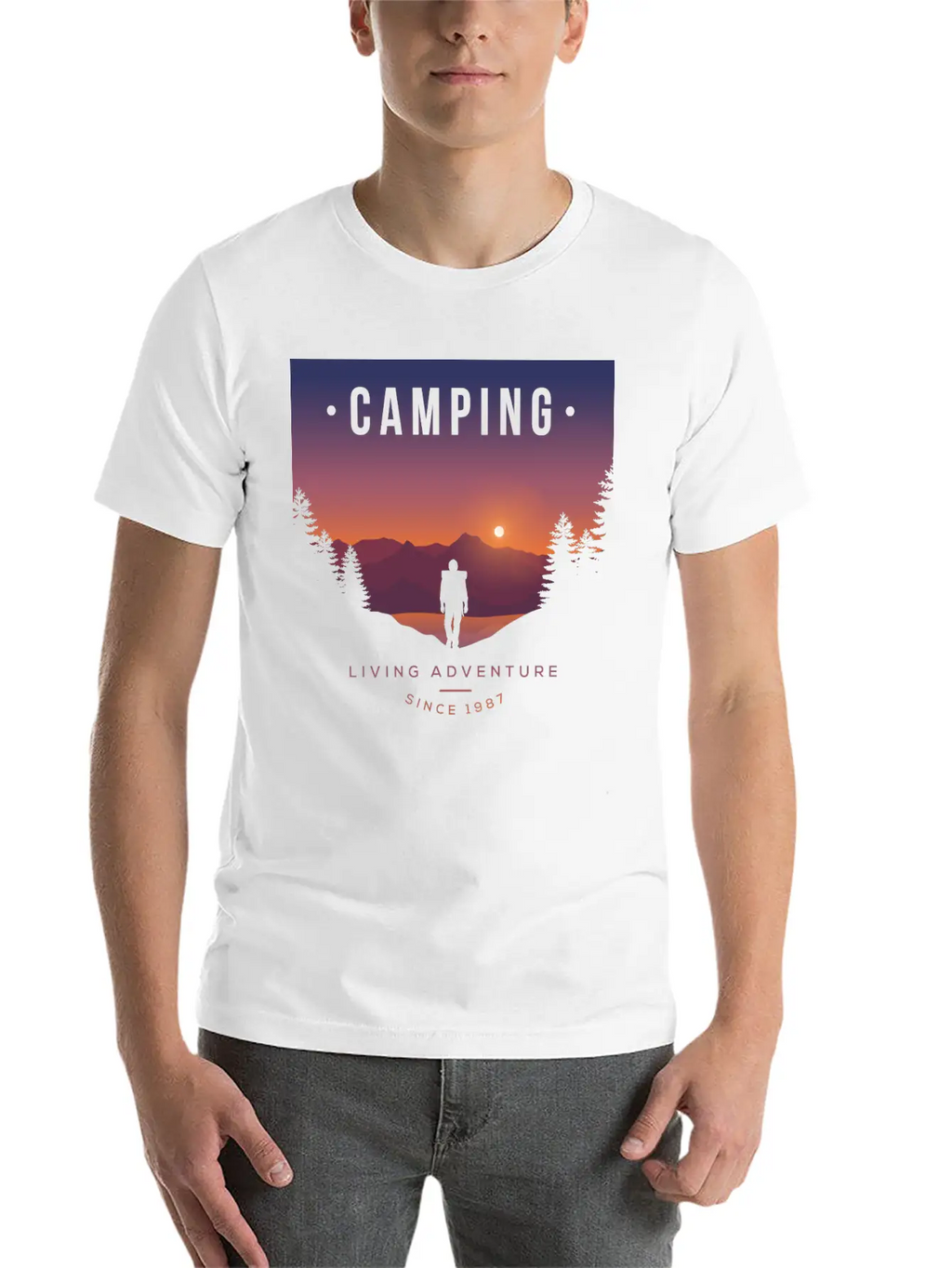 Mountains, Camping, Living Adventure Classic Cotton Tee – Unisex Comfort For Any Season