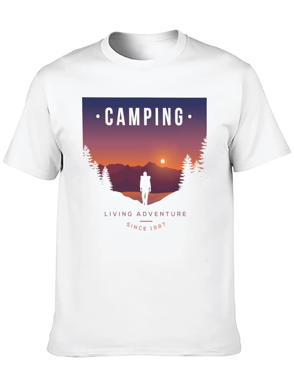 Mountains, Camping, Living Adventure Classic Cotton Tee – Unisex Comfort For Any Season