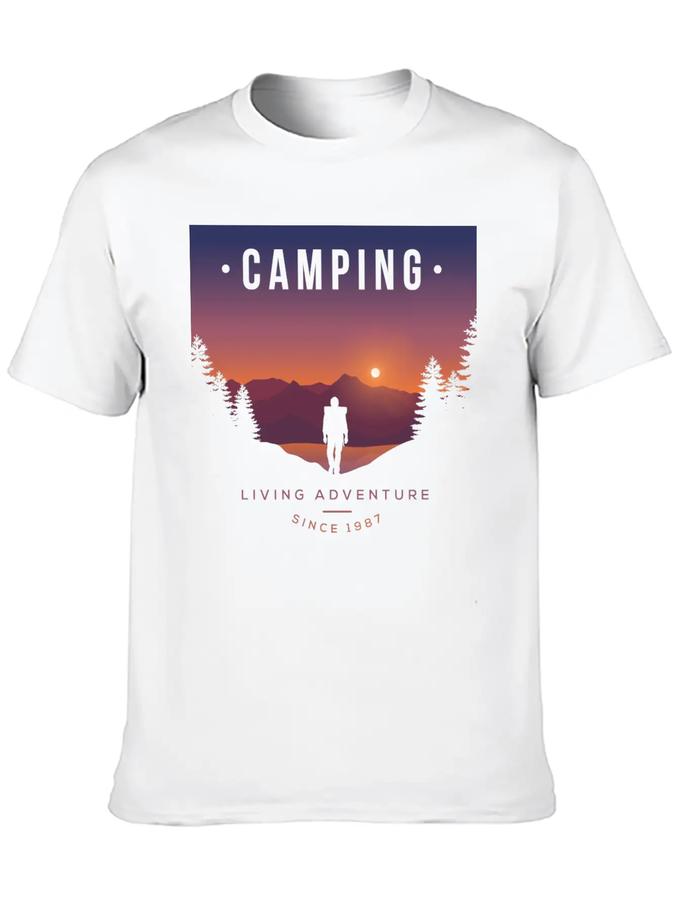 Mountains, Camping, Living Adventure Classic Cotton Tee – Unisex Comfort For Any Season