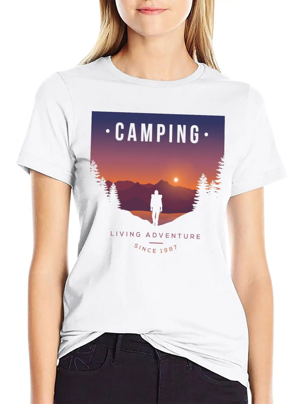 Mountains, Camping, Living Adventure Classic Cotton Tee – Unisex Comfort For Any Season