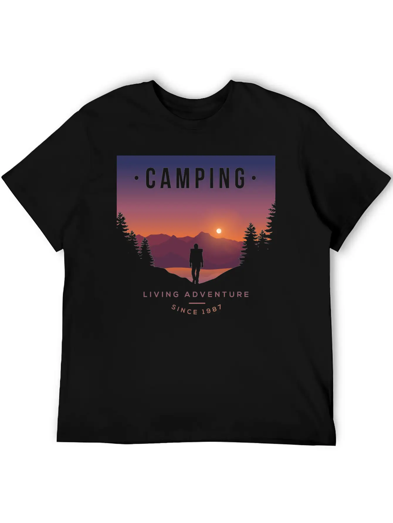 Mountains, Camping, Living Adventure Classic Cotton Tee – Unisex Comfort For Any Season
