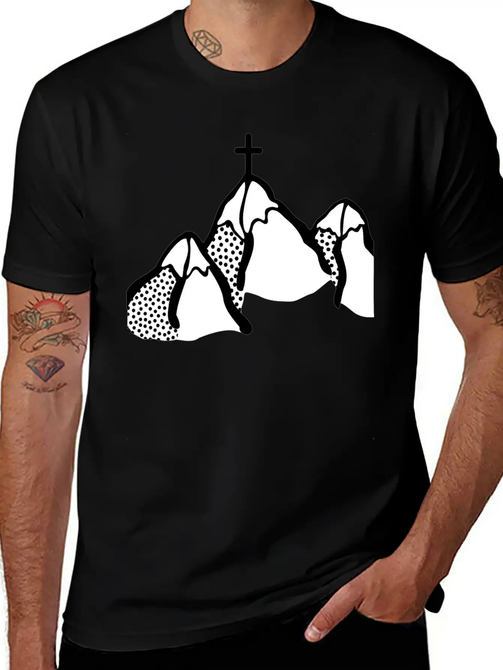 Mountains Lineart Unisex Casual T-Shirt – Clean Design For Daily Comfort
