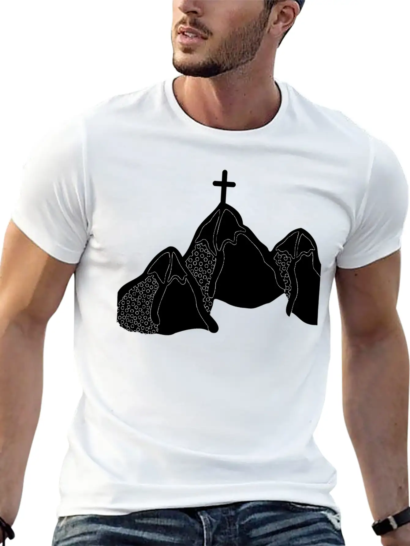 Mountains Lineart Unisex Casual T-Shirt – Clean Design For Daily Comfort