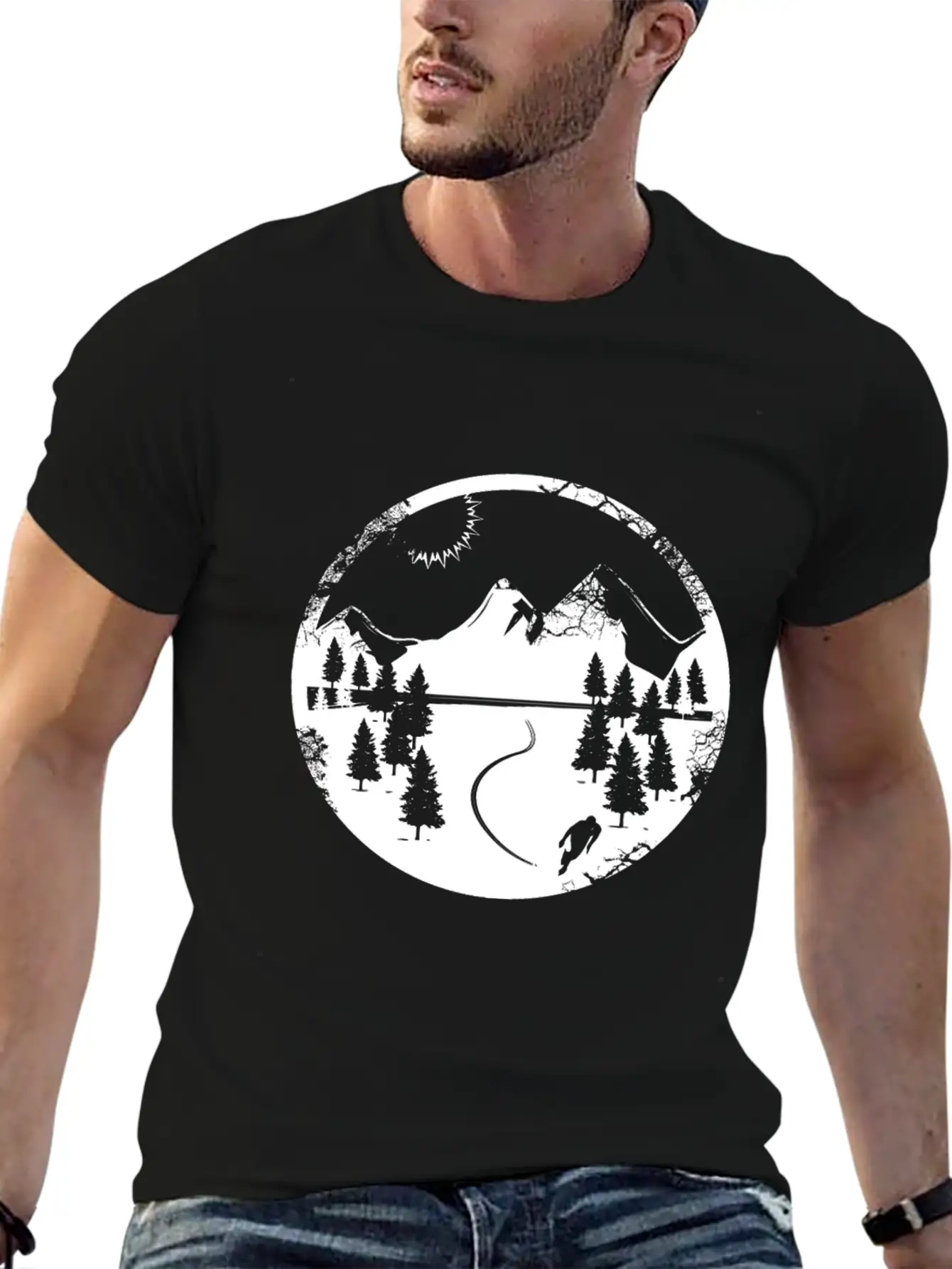 Mountains Shirt - Hiking - Snowy Mountain Breathable Soft Cotton T-Shirt – Timeless Casual Look