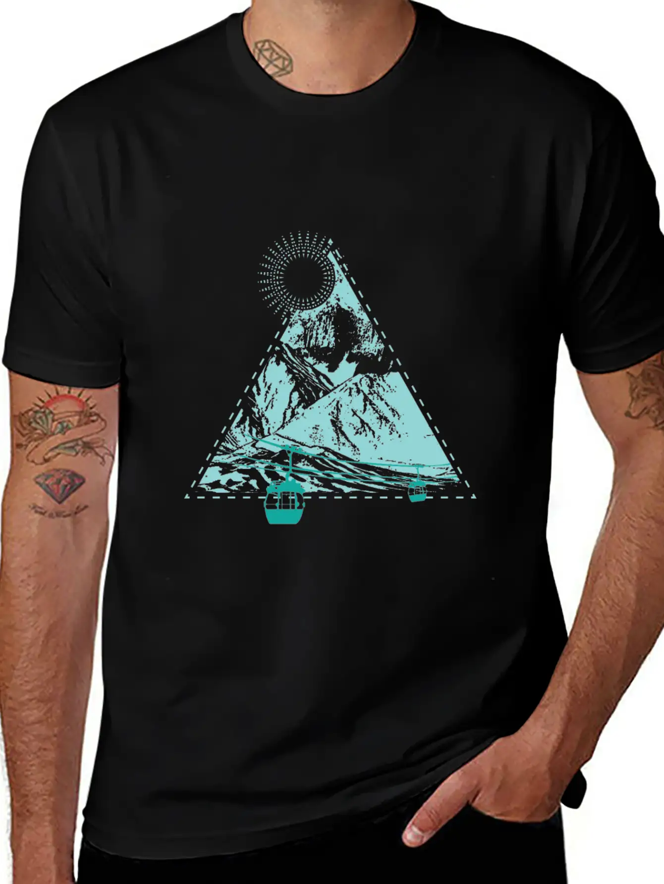 Mountains Sun Gondola Ski Nature Triangle Free Gif Classic Cotton Tee – Unisex Comfort For Any Season