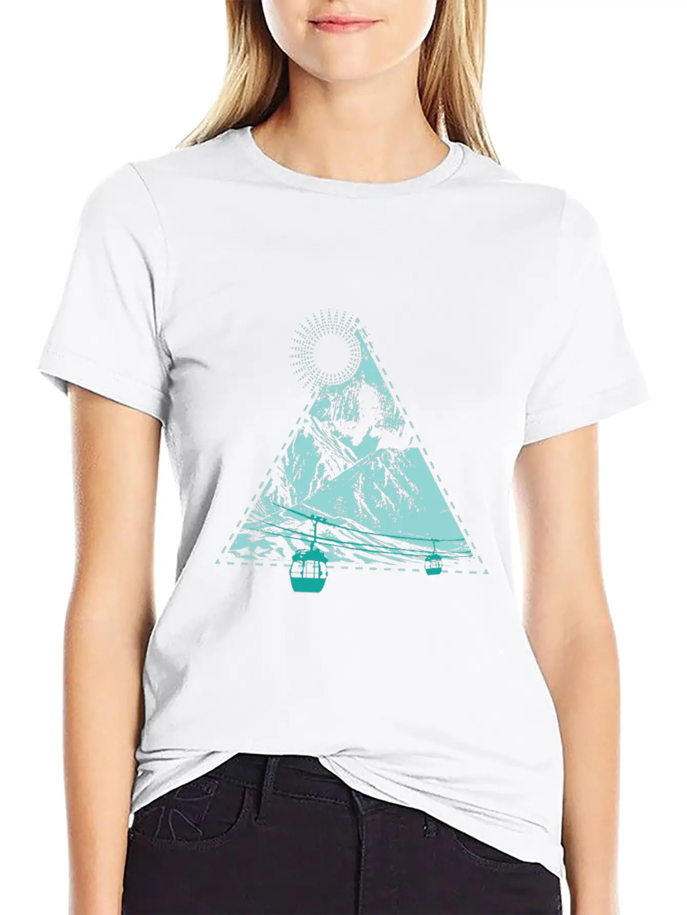 Mountains Sun Gondola Ski Nature Triangle Free Gif Classic Cotton Tee – Unisex Comfort For Any Season