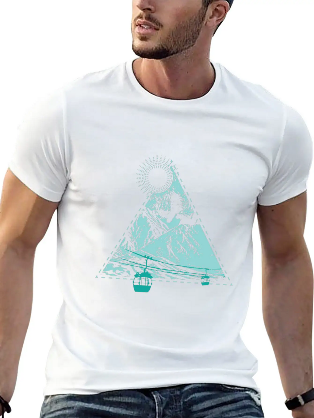 Mountains Sun Gondola Ski Nature Triangle Free Gif Classic Cotton Tee – Unisex Comfort For Any Season
