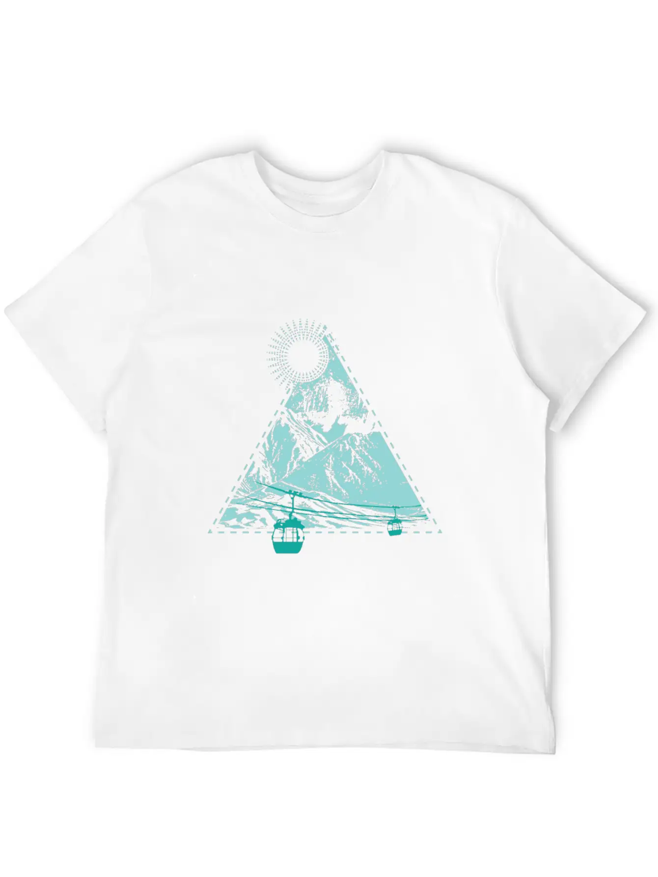 Mountains Sun Gondola Ski Nature Triangle Free Gif Classic Cotton Tee – Unisex Comfort For Any Season
