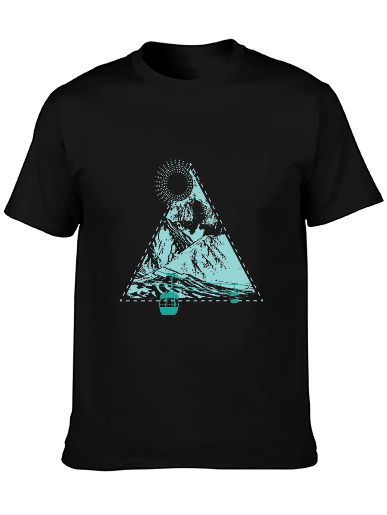 Mountains Sun Gondola Ski Nature Triangle Free Gif Classic Cotton Tee – Unisex Comfort For Any Season